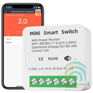 Module Wifi Công Suất Lớn 16A Đo Công Suất Tiêu Thụ Điện Tuya SMT-1CHv2